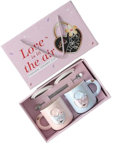 CAPIJIONG 410 ml/14 oz - Creative Love Tazza in ceramica per la casa personalizzata coppia latte caffè tazza - coppia coppia tazza di fascia alta scatola B