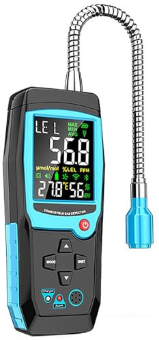 CHANGLKJ Handheld Gas Sniffer, Portable Gas Leak Detector with Carrying Case and 14'' Goose-neck Probe, Light & Audible Alarm Function and Rechargeable Design, for Kitchens, Bathrooms, Ovens, Plants