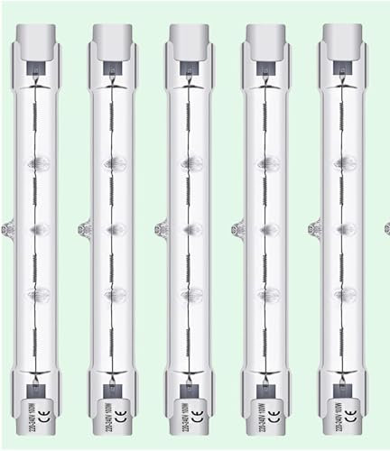 Vinaco R7S Bulb 78MM 100W, 5 Pack J78 Halogen Dimmable with 2800K Warm White, High Output 1600LM Halogen Lamp 230V 100W, Long Lifespan R7S 78MM Bulb for Security Light, Landscape Light