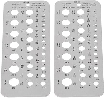 Calibro per Punta Trapano 2 Pezzi, Strumento Misurazione Piastra Controllo delle Dimensioni Punta Trapano Acciaio Metrico Metrico 29 Fori Indice 1/16-1/2 Pollici per Meccanici