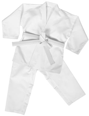 BESPORTBLE Karateanzug Für Junge Mädchen Und Erwachsene Kampfsport-Trainingsanzug Mit Gürtel Geeignet Für Karate Und Taekwondo-Training Weiß Strapazierfähiges Material Atmungsaktiv Und Weich