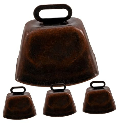Hemobllo 4 Stück Metall-kuhglocken, Retro-kuhglocken, Viehglocken, Vintage-, Hängeglocken-anhänger, Kleine Eisen-kuhglocke, Hängende Kuhglocke, Einzigartiger Glockenanhänger