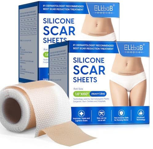 Silicone Scar Sheets 1.6×60 - Medical-Grade Silicone Tape for Scar Removal, C-Section, Surgery, Keloid, Acne, Burn – Reusable, Breathable, Cuttable Scar Tape