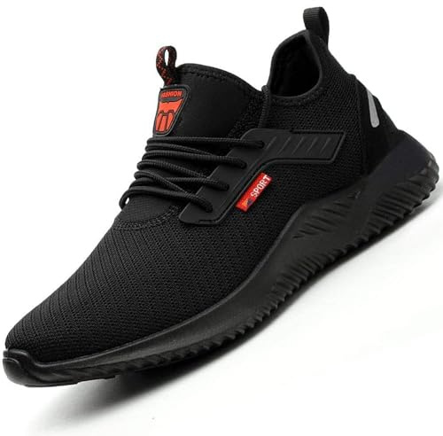 Safety Trainers Steel Toe Cap Men Safety Shoes for Women Shoes Work Trainers Black Size 10 UK Lightweight Men's Work & Utility Footwear Breathable Construction Industrial Sneakers Sport Sneakers