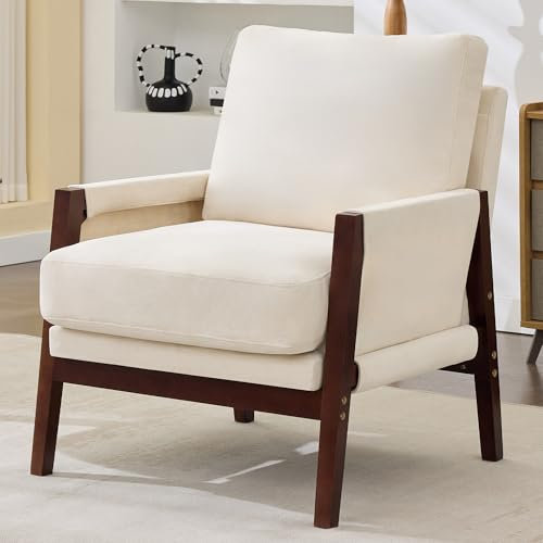 SOFCLOTH Einzelsessel, Schlafsessel, Polstersessel, Lesesessel, Loungesessel, Massivholzgestell, Chenille-Stoff, Modernes Design, Geeignet für Schlafzimmer, Wohnzimmer, Büro, Wohnung