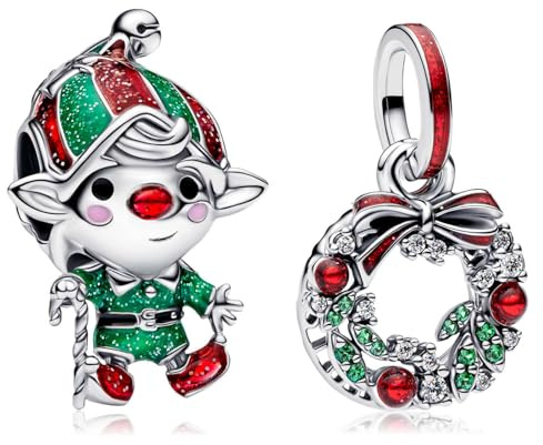 MSPOVOF Christmas Charms 5A Cubic Zirconia 925 Bracelets en argent sterling Pendentif Noël Anniversaire cadeau pour les femmes
