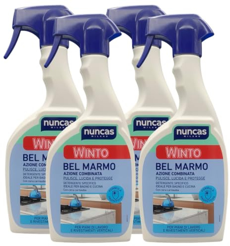 Detergente BEL MARMO Pulisce, Lucida e Protegge, Ideale In Bagno e In Cucina. Con Cera Carnauba, Per Piani Di Lavoro e Rivestimenti Verticali 500ml (4 Unità)