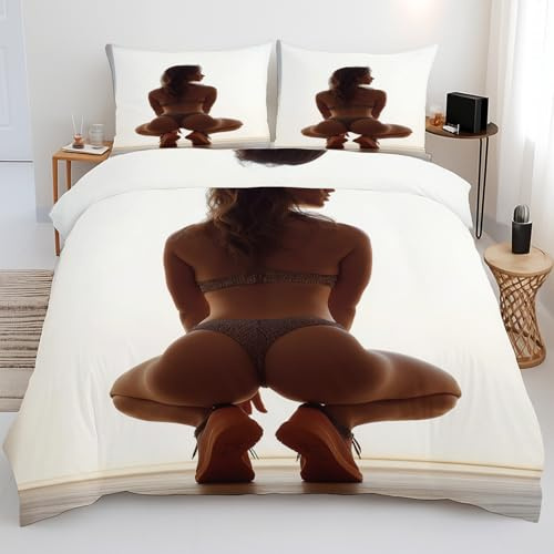 Generisch Sexy Mädchen Bettwäsche, Bikini Frau Bettbezug Wendebettwäsche mit Reißverschluss Weich & Bügelfrei Microfaser mit 1 Bettbezug 135x200 + 1 Kissenbezug 80x80 A12o