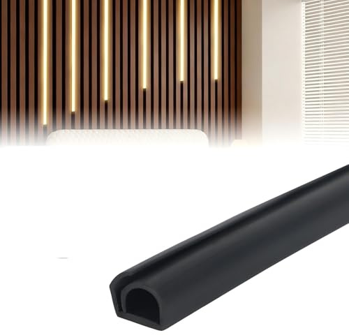 Cable Trunking for Acoustic Panels, Black Cable Trunking Self Adhesive, Trunking for Electric Cables, Flexible Conduit for Cable Tidy, Wire Trunking for Wall Home Office Wire Hider (Black, 5M)