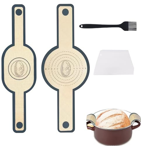 YQBFTC 2PCS Silicone Bread Sling for Dutch Oven,Non-Stick & Easy Clean Reusable Silicone Bread Baking Mats with Long Handles,Dough scraper and brush for Transferring Sourdough,Bread Making Accessories