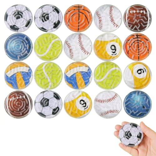 EAVUYIS 20 Pezzi Mini Labirinto a Sfera per Bambini, Gadget Compleanno Bambini e Regalini Fine Festa Compleanno, Gioco di Pazienza e Abilità, Casuali