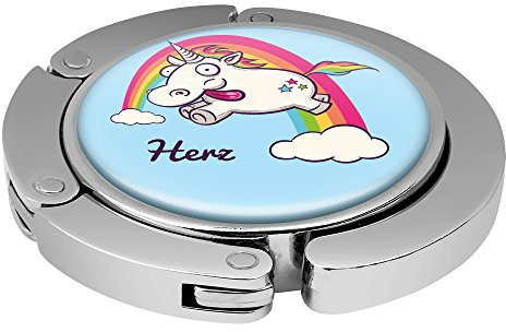 Taschenhalter Verrücktes Einhorn Personalisiert mit Namen Herz printplanet Chrom