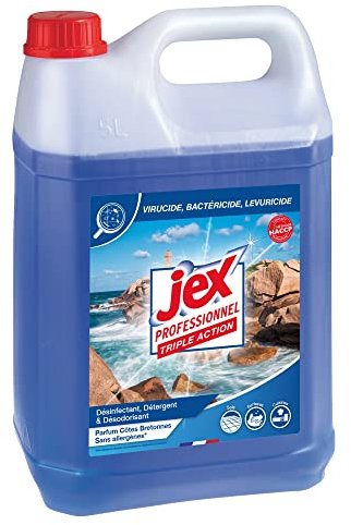 JEX - Nettoyant Sol & Surfaces Côtes Bretonnes - Nettoyant Multi-Usage Triple Action : Nettoie, Parfume, Désinfecte - Formule Compatible Contact Alimentaire - Fabrication Française - 5 L
