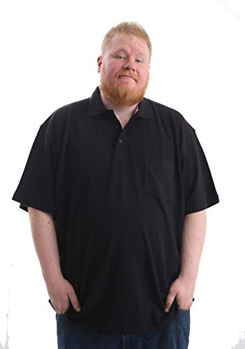 Louie James Big and Tall Size Plain Polo with Chest Pocket Cotton Rich T-Shirt Top Large Size Fit (Black, 4XL)…
