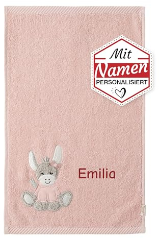 Sterntaler Kinderhandtuch Esel Emmi Girl Flora, mit Namen Bestickt, Taufhandtuch Bestickt, Taufgeschenk, Geschenk zur Taufe, Geburt, Babyshower, Babyhandtuch Handtuch Mädchen