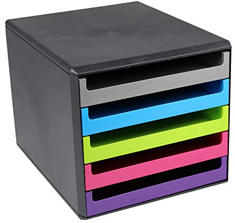 Metzger & Mendle 30057680 Schubladenbox in anthrazit mit 5 farbig sortierten Schüben