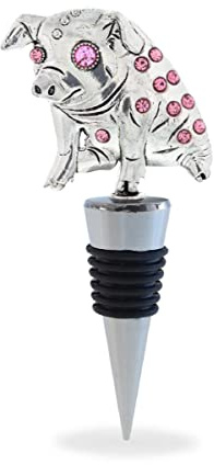Cheers Pig Metal Wine Stopper - Elegant Vacuum Seal Reusable Animal Farm Life Wine Bottle Stopper, Airtight Leak Proof Bottle Topper Cork Plug, Cute Home Decor & Bar Tool Accessory Unique Gift