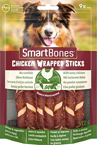 SmartBones Chicken Wrapped Sticks Mini - Hundesnack mit Huhn für kleine Hunde, Kaustangen mit weicher Textur, ohne Rohhaut, 9 Stück