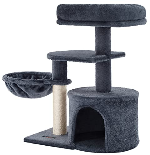 FEANDREA Árbol Pequeño para Gatos, con Poste para Rascar, Gris Antracita PCT59G