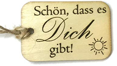 WarsoWerk Geschenkanhänger Holz Etikett Lasergravur personalisiert individuell Bindfaden 52x42mm