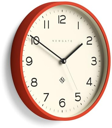 NEWGATE® Number Three Echo wall clock | Modern round clock | 37cm | Pumpkin orange | Easy to read numbers | Ideal for kitchen, living room or office