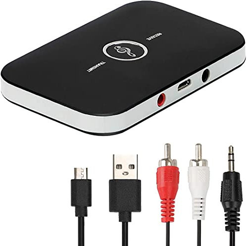 Bluetooth 5.0 Transmitter Receiver, 2-in-1 Wireless Portable Stereo Audio Adapter, 3.5mm AUX RCA Adapter for TV PC Headphones Car Home Stereo System