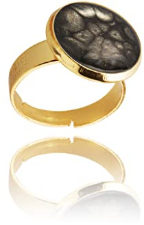 Dragon Porter Klassisch Glanz Runde Groß Statement Ringe Einstellbar für Damen (Stil 35 - Klein Schwarz Gold)