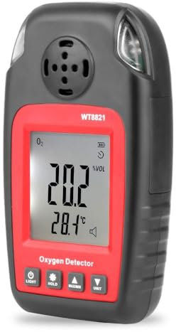 Jadeshay Rilevatore di Ossigeno,0~25% Vol Rilevatore di Gas Portatile Monitor O2 Analizzatore di Ossigeno Tester Rilevatore di Contenuto di Ossigeno con Display LCD WT8821