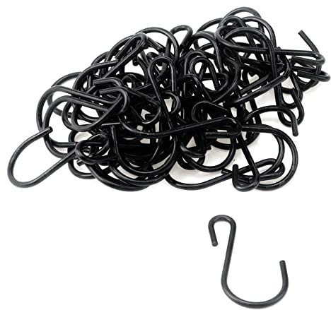 Meprotal 50pcs 2.2inch S Hooks, Black Mini Ornament Hooks Iron Hooks Hanger Small S Hooks for Hanging Jewelry Kitchenware Plants