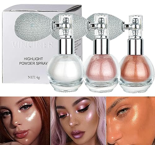 3 colores spray con purpurina, polvo suelto, spray brillante de alto brillo, spray,polvo spray,polvo brillante spray,para cabello, cara, cuerpo cosmético