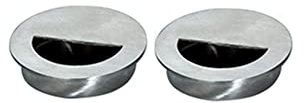 Lot de 2 poignées de porte encastrées en acier inoxydable - 6 cm - Demi-lune circulaire avec vis cachées - Poignée d'armoire coulissante pour armoire, tiroir, placard