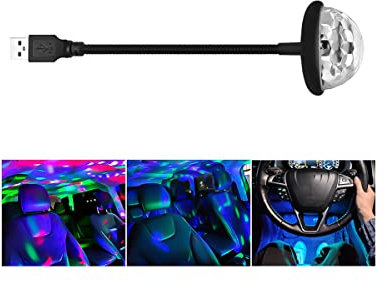 CGEAMDY Lampe LED USB Pour Voiture, Ciel étoilé Lumière Projecteur Veilleuse Réglable Plusieurs Modes, Réglage à 360° De L'angle De Projection, Pour Voiture Chambre à Coucher, Lumière D'ambiance