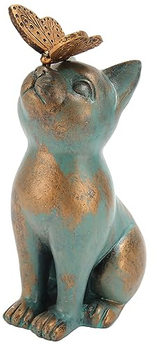 Zerodis Katzenfigur mit Exquisiten Details im Retro-Stil, Melierte Textur, Langlebige Sitzende Katzenstatue aus Kunstharz für den Garten