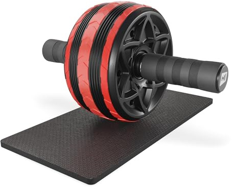 Hop-Sport AB Roller mit rutschfesten Griffen, AB Wheel + extra Kniematte, Bauchtrainer - ideal für Zuhause, Bauchroller für Core-Training