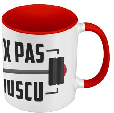 Fabulous Mug de Couleur Qualité Premium Rouge - J'Peux Pas J'ai Muscu Salle de Sport Musculation - Tasse avec anse et intérieur de couleur
