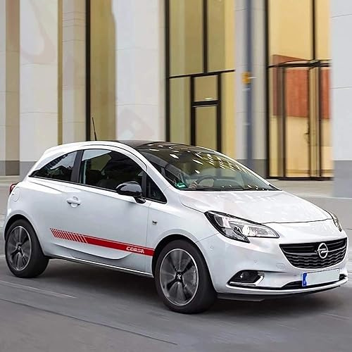 Auto Seitenschweller Aufkleber für Opel Corsa c e d,Auto Seitenstreifen Rock Dekor Aufkleber Karosserie Tür Aufkleber Außen Zubehör,B-Red