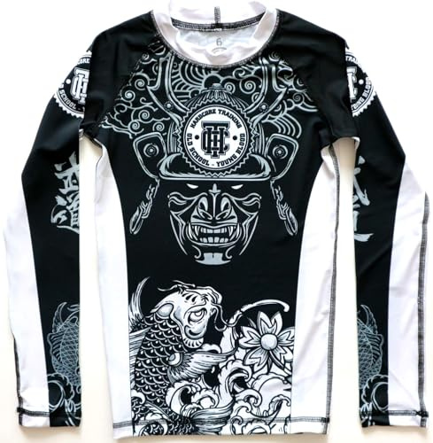 Hardcore Training Kids Rash Guard Camiseta de Compresión para Niños Unisex Manga Larga Artes Marciales BJJ Fitness Boxeo Ropa Deportiva