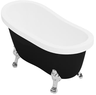 Shower & Design - BaÒera exenta retro con patas de leÛn plateadas - 171 L - 145 x 74 x 77 cm - Negro mate - NISOS