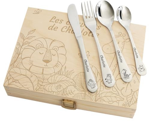 Amikado - Coffret Couverts pour Enfant Personnalisés Savane
