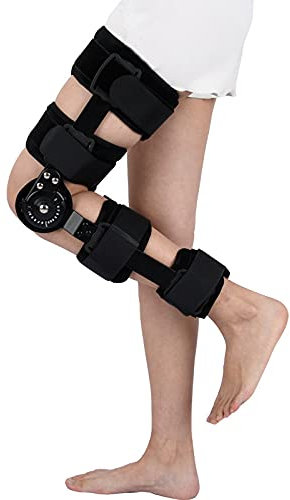 XDAWQP Hinged Knee Brace, Adjustable Post Op Patella Brace Support Stabilizer Pad Orthosis Splint Wrap Orthopedic Guard Protector - Leg Brace Support (Left S)