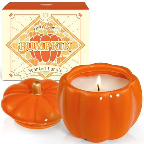 SCENTORINI Vela Aromatica de Calabaza Natural en Tarro, Vela Perfumada en Tarro Creativas en Forma de Calabaza Para Decoración del Hogar, Habitación, de Halloween