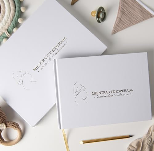 PROENMU® Diario Embarazo + Lápiz Metálico + Caja Regalo con Cierre Magnético | Album Embarazo | Libro Embarazo | Agenda Embarazo | Regalos Embarazadas Originales. (Español)