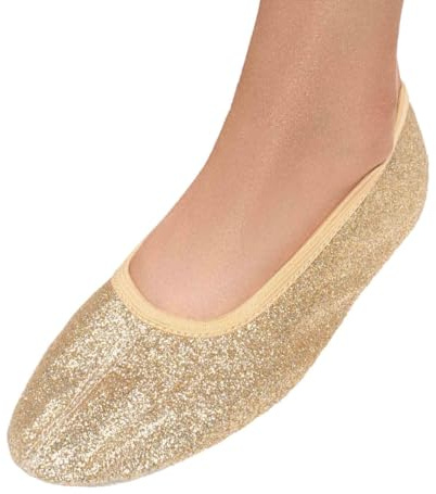 Scarpe da Ginnastica Pantofole da Danza Ballerine per Donne Uomini Ragazze Ragazzi con Suola in Gomma con Paillettes, oro, 22 EU