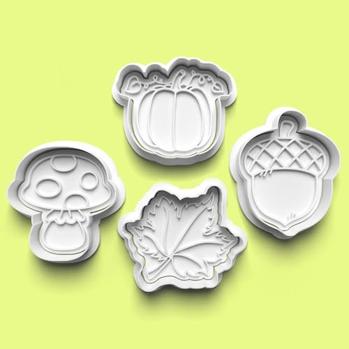 Cookie Cutters Set 4 PCS Halloween Autumn Fall Cookie Stamp Cookie Cutter Mould Dough Fondant for Kid DIY Cookie Making