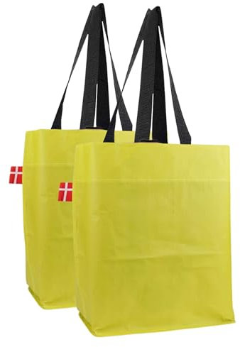 BikeZac 2.0 von COBAGS | FAHRRADTASCHE Clip-On EINKAUFS-Tasche | Fahrrad-Einkaufstasche | Gepäckträger-Tasche | Einkaufswagen Tasche | Wiederverwendbar | Recycling-Tasche Gelb Simply Mustard 2 x