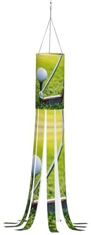 SABFWF Windsack mit Golfplatz-Druck, für Herbst, Winter, Thanksgiving, Outdoor und Geister-Thema, Windsack mit Stange