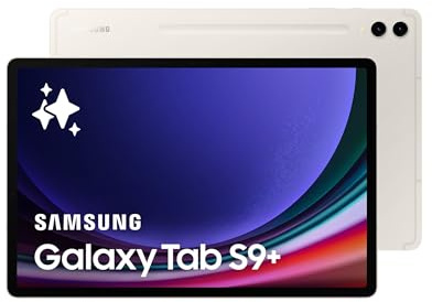 Samsung Galaxy Tab S9+ 5G Android Tablet, 256GB Storage, S Pen Included, Unlocked, Beige, (UK Version) (Renewed)