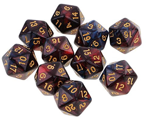 EHJRE 10 Stücke 20 Seitige Würfel D20 Polyhedral Würfel für Und Drachen Tabelle Spiele, Rot Schwarz -a