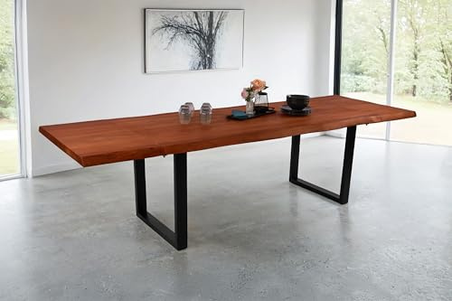 SAM Esstisch Cali 140(220) x90 Akazie nussbaum U-Gestell schwarz