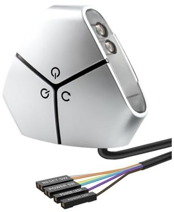 Fzzuzdlap Interrupteur d'alimentation/Redémarrage de PC de Bureau avec Double Bouton USB Externe, Cordon D'Extension d'alimentation et Interrupteur Marche/Arrêt pour Bureau B.